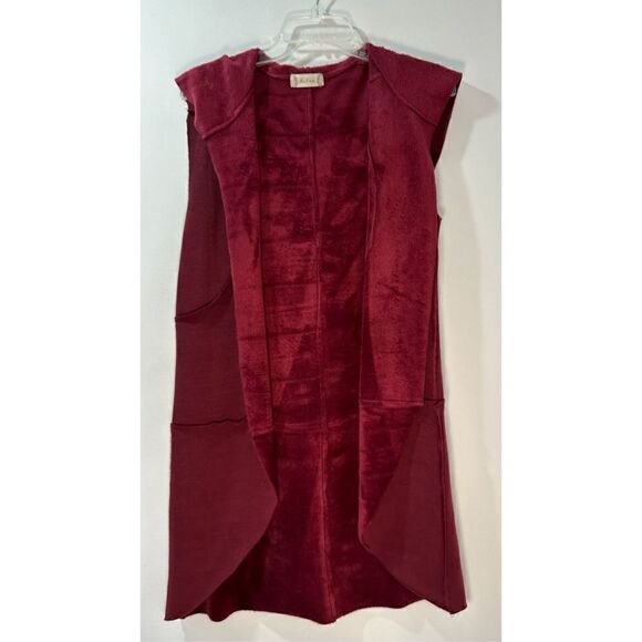 Altar’d State women’s burgundy fleece hooded cardigan size Small.  #40-1016 - Picture 1 of 5